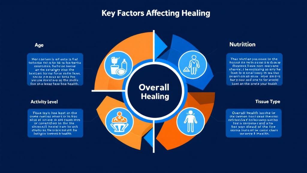 Diagram showing multiple factors that influence regenerative medicine healing timeline Diagram showing multiple factors that influence regenerative medicine healing timeline