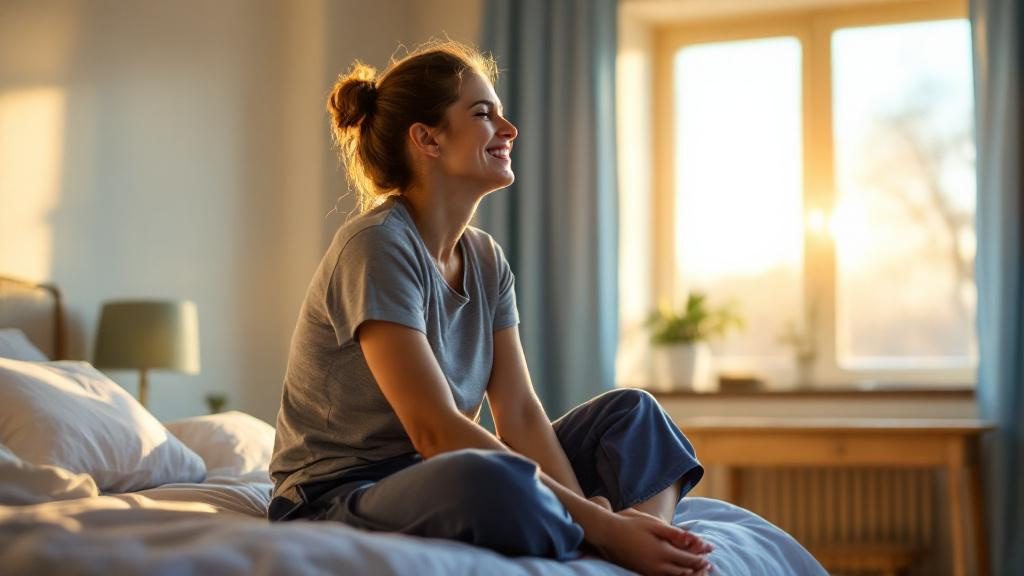 Person waking up pain-free after successful regenerative medicine treatment Person waking up pain-free after successful regenerative medicine treatment