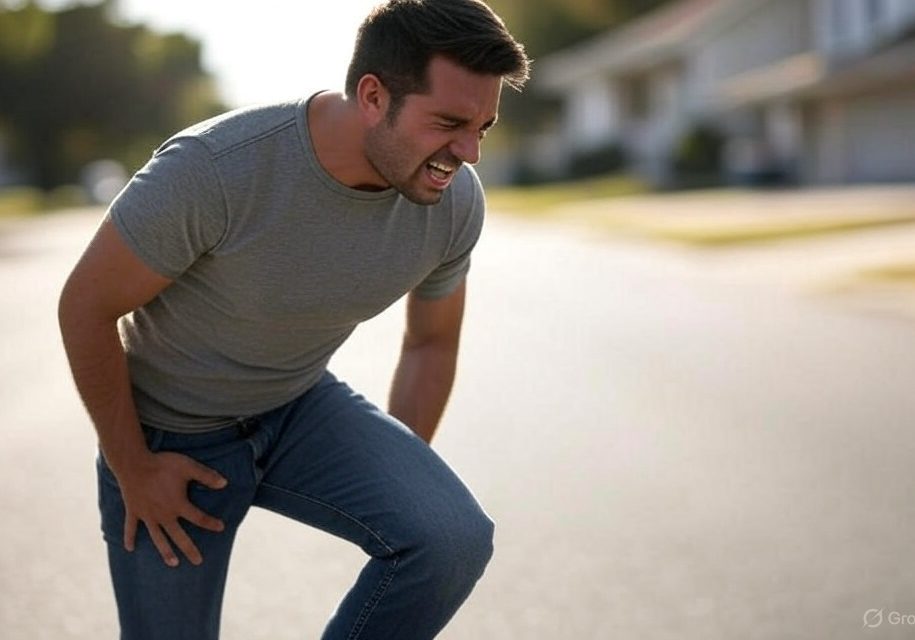 man standing in pain