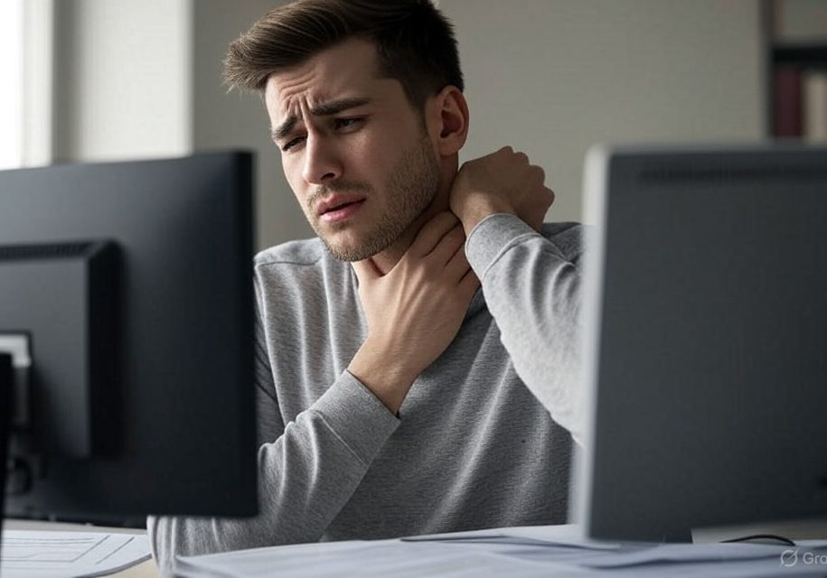 man with neck pain